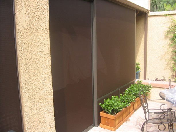 Sliding  door has rubber weather stripping