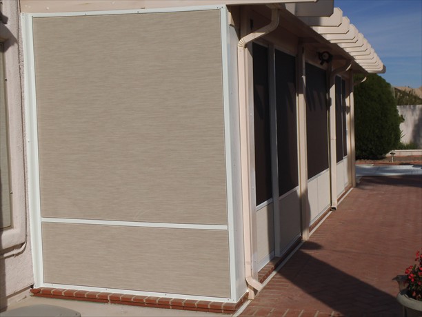 Stucco screen with white frame