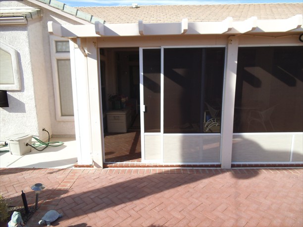 Bug screen on top, below chair rail stucco screen